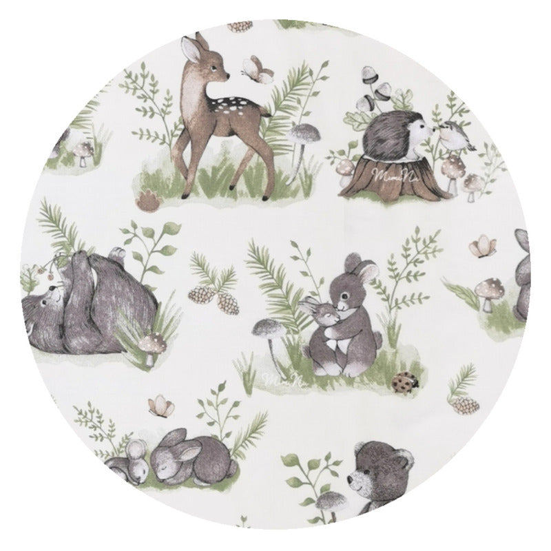 Cearșaf cu elastic MimiNu Calm Forest Natural, 90x40 cm