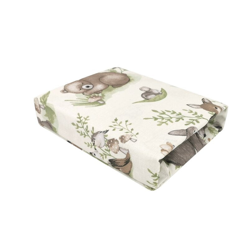 Cearșaf cu elastic MimiNu Calm Forest Natural, 90x40 cm