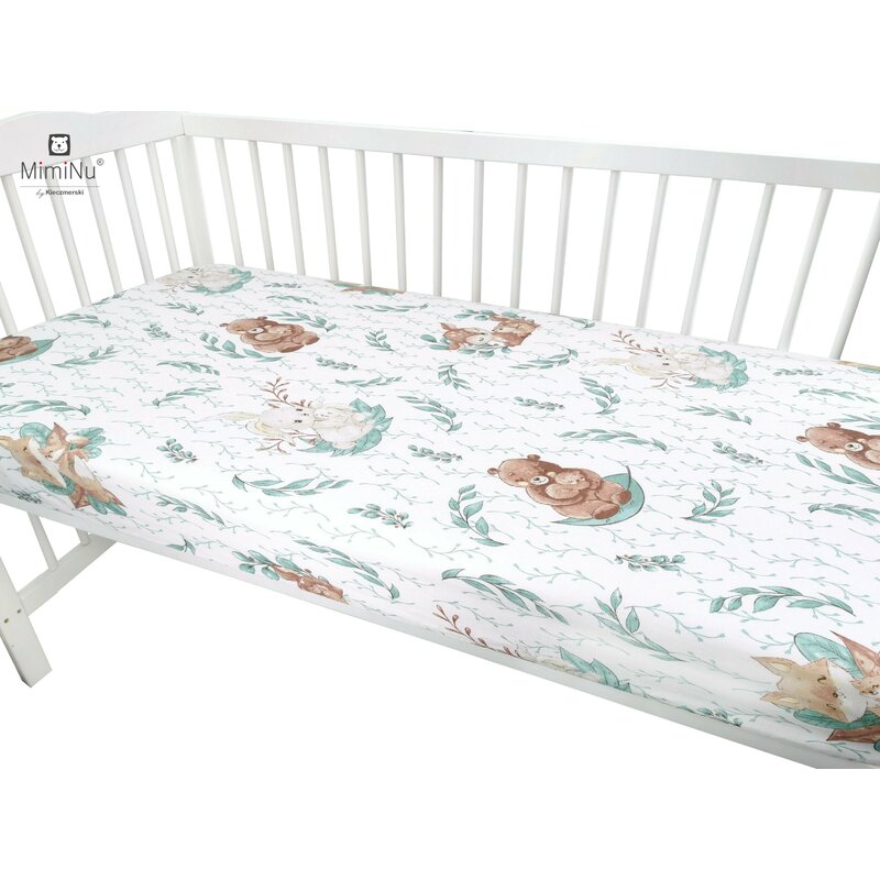 Cearșaf cu elastic MimiNu Lulu Natural, 90x40 cm