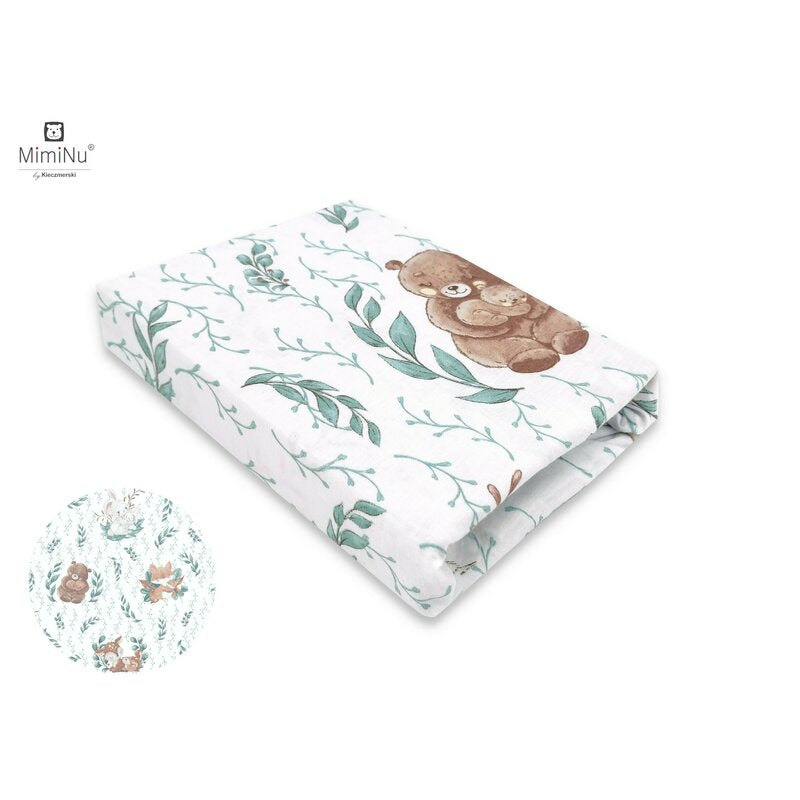 Cearșaf cu elastic MimiNu Lulu Natural, 90x40 cm
