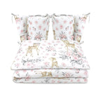 Lenjerie MimiNu Sweet Deer Pink, 4 piese, cu 2 apărători