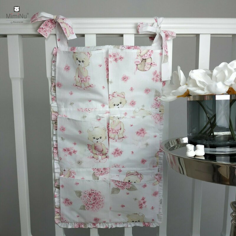 Organizator pentru pătuț MimiNu Pink Ballerina, 70x40 cm