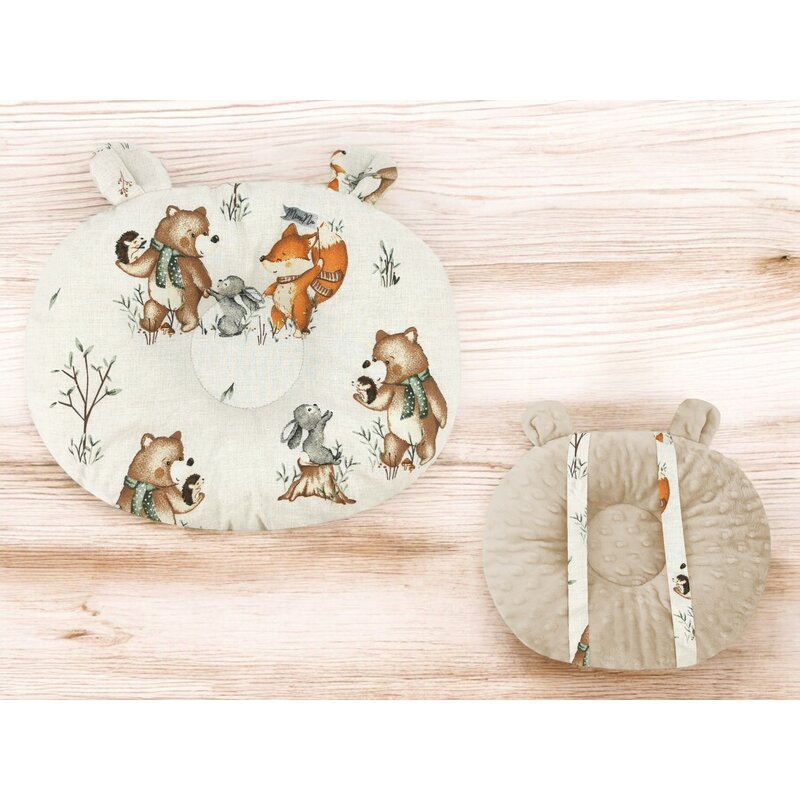 Pernă Bebeluși MimiNu Ursulet Multifuncțională cu Două Fețe Minky și Bumbac Oeko-Tex | Time for Fun