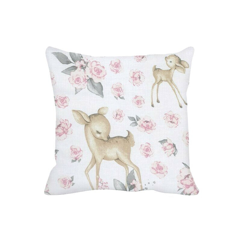 Pernă cu husă MimiNu Sweet Deer Pink, 40x40 cm