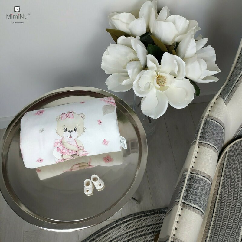 Perna pentru alaptat, MimiNu, Tip manson, Din bumbac certificat Oeko Tex Standard 100, 25 cm, Design, Pink Ballerina