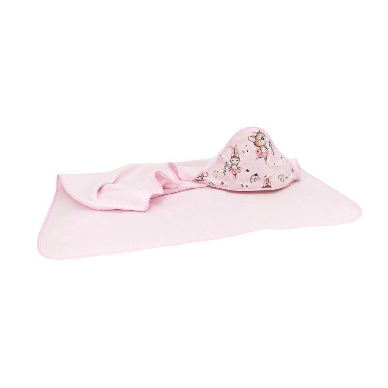 Prosop cu glugă MimiNu Little Ballerina Pink, 100x100 cm