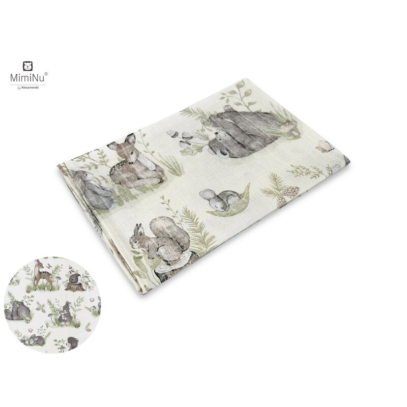 Scutec tetra, MimiNu, Din bumbac, Refolosibil, Cu multiple intrebuintari, Dimensiune 70x80 cm, Din bumbac certificat Oeko Tex Standard 100, Design, Calm Forest Natural