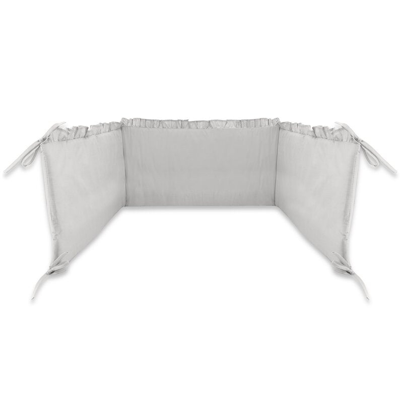 Lenjerie patut cu 5 piese, MimiNu, Pentru patut 120x60 cm, Cu volanase, Cu pilota si perna, Din bumbac certificat Oeko Tex Standard 100, Colectia Royal, Grey