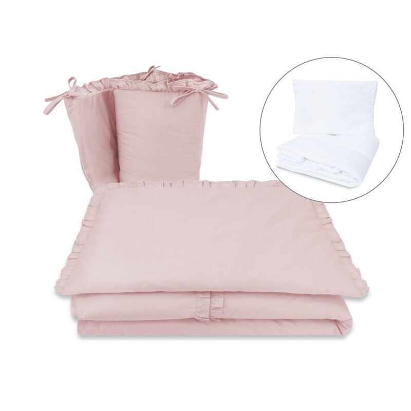 Lenjerie MimiNu Royal Powder Pink, 5 piese, cu pilotă