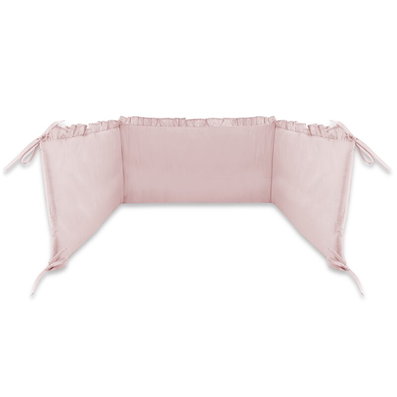 Lenjerie patut cu 5 piese, MimiNu, Pentru patut 120x60 cm, Cu volanase, Cu pilota si perna, Din bumbac certificat Oeko Tex Standard 100, Colectia Royal, Powder Pink
