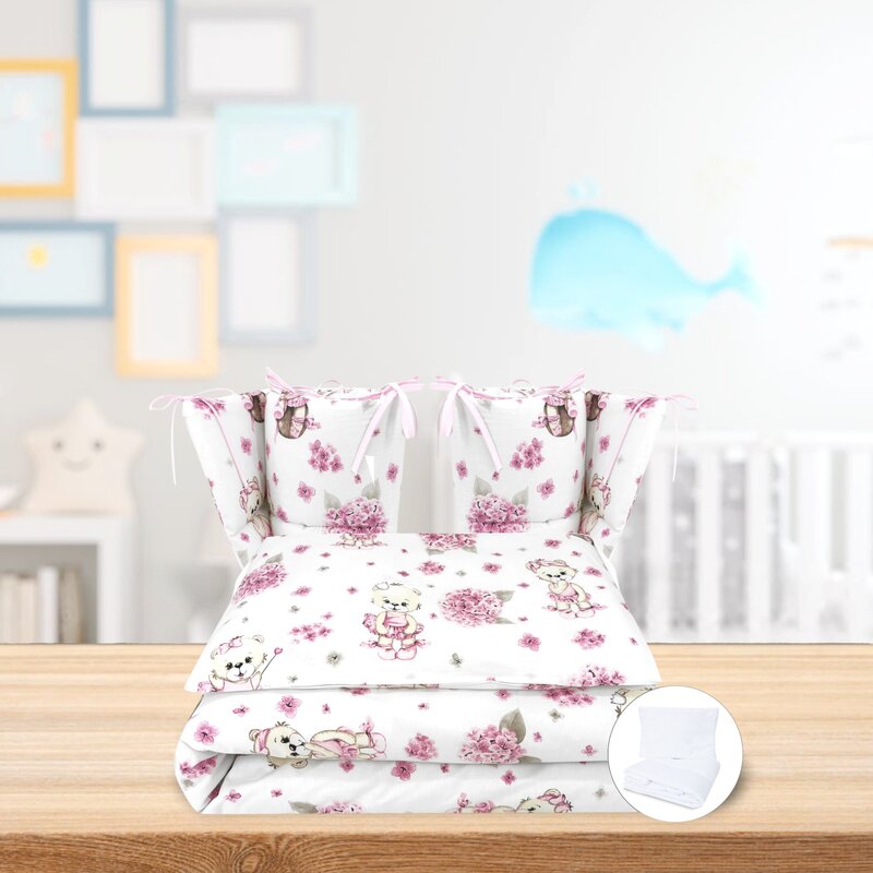 Lenjerie MimiNu Pink Ballerina, 6 piese, cu 2 apărători