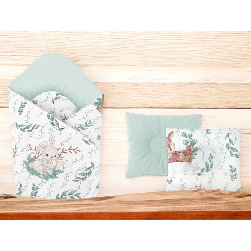 Set infasare MimiNu Lulu Natural, paturica 75x75 cm si perna