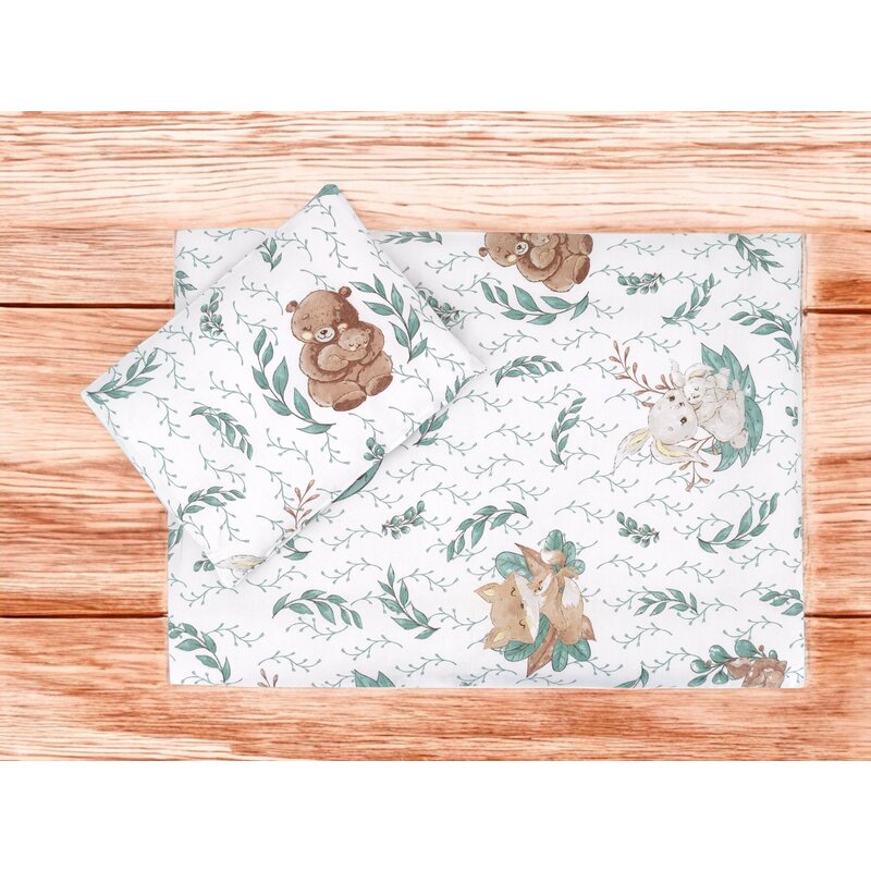 Set pentru carucior, MimiNu, Cu pernuta si paturica, Cu huse detasabile si lavabile, Din bumbac certificat Oeko Tex Standard 100, Lulu Natural