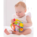 Minge cu activitati Playgro Play and Learn Ball 14 cm cu margele de dentitie si oglinda