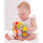 Minge cu activitati Playgro Play and Learn Ball 14 cm cu margele de dentitie si oglinda