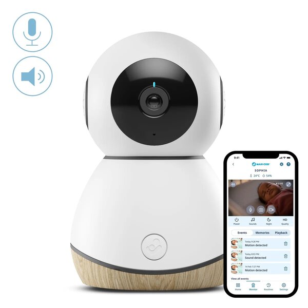 Monitor Bebeluși Maxi-Cosi See, Streaming HD 1080p, Viziune Nocturnă, Audio Bidirecțional, Wi-Fi, Alb