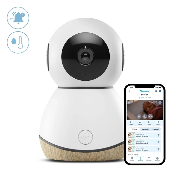 Monitor Bebeluși Maxi-Cosi See, Streaming HD 1080p, Viziune Nocturnă, Audio Bidirecțional, Wi-Fi, Alb