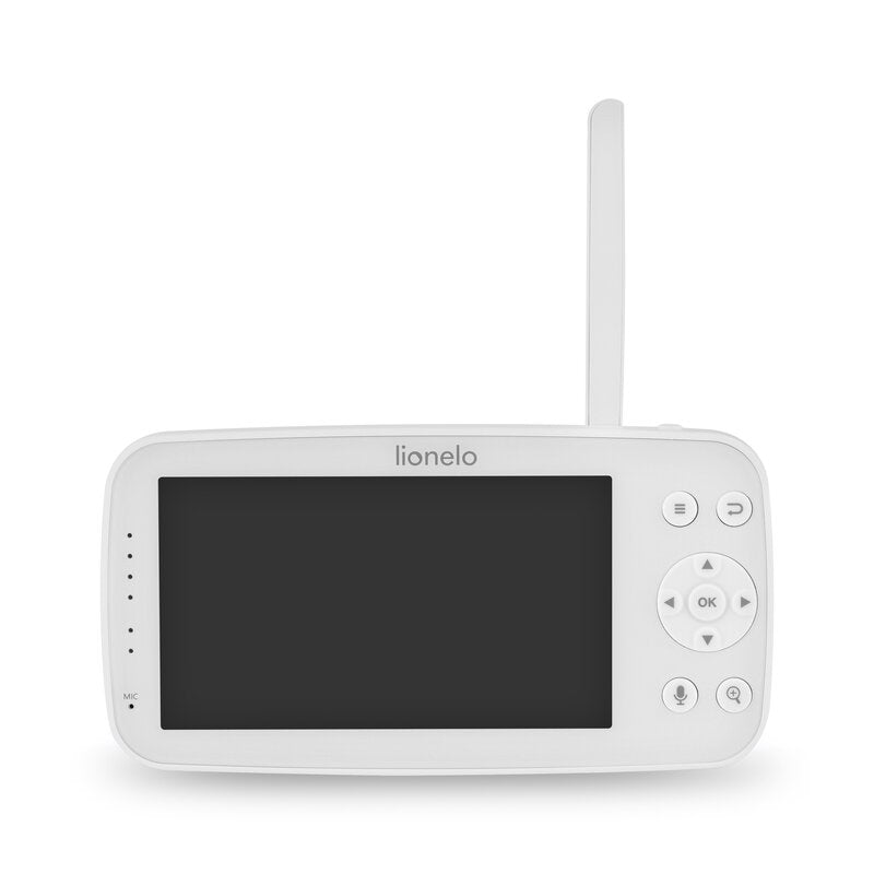 Monitor video pentru bebelusi, Lionelo, Babyline 8.4, Ecran tactil 5 inch, Camera Full HD 1080, WiFi Dual-Band, Vedere nocturna IR, Detectare plans, miscare, sunet, Comunicare bidirectionala, 8 cantece de leagan, Baterie 3000 mAh, USB-C, Alb