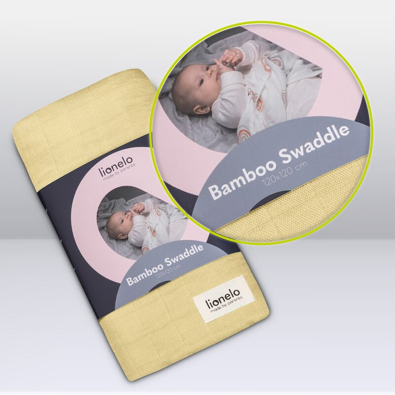 Muselina, Lionelo, Multifunctionala, Din bambus, Ideala pentru infasat, Cu proprietati antibacteriene, antifungice si antialergice, Lavabila la masina de spalat, 120x120 cm, Galben