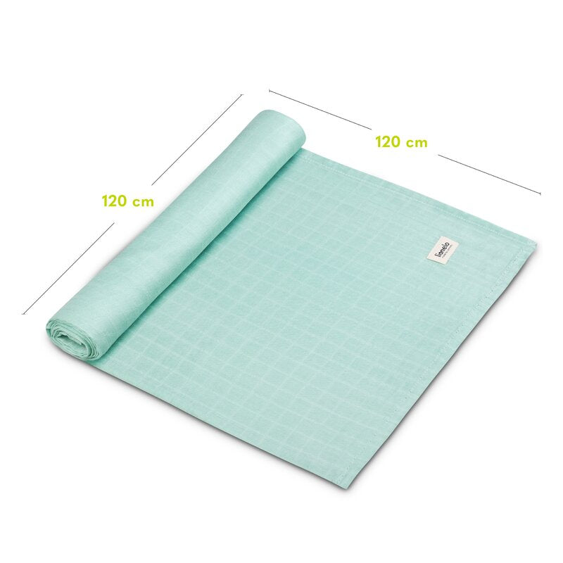 Muselina, Lionelo, Multifunctionala, Din bambus, Ideala pentru infasat, Cu proprietati antibacteriene, antifungice si antialergice, Lavabila la masina de spalat, 120x120 cm, Verde