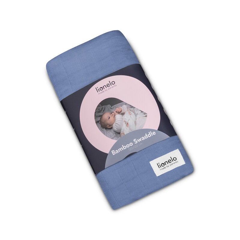 Muselina, Lionelo, Multifunctionala, Din bambus, Ideala pentru infasat, Cu proprietati antibacteriene, antifungice si antialergice, Lavabila la masina de spalat, 120x120 cm, Albastru