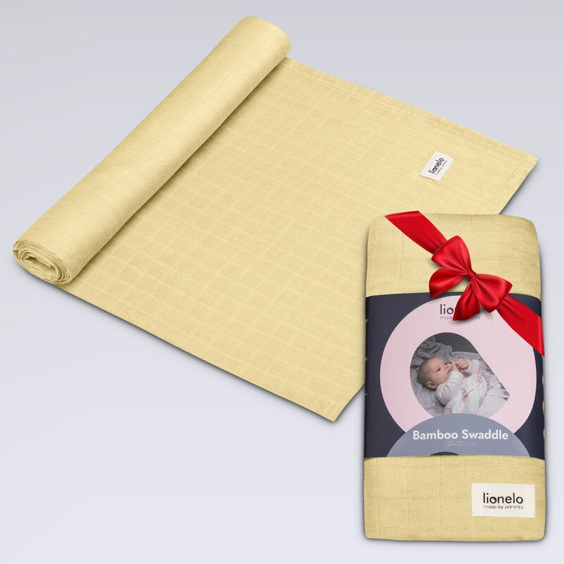 Muselina, Lionelo, Multifunctionala, Din bambus, Ideala pentru infasat, Cu proprietati antibacteriene, antifungice si antialergice, Lavabila la masina de spalat, 120x120 cm, Galben