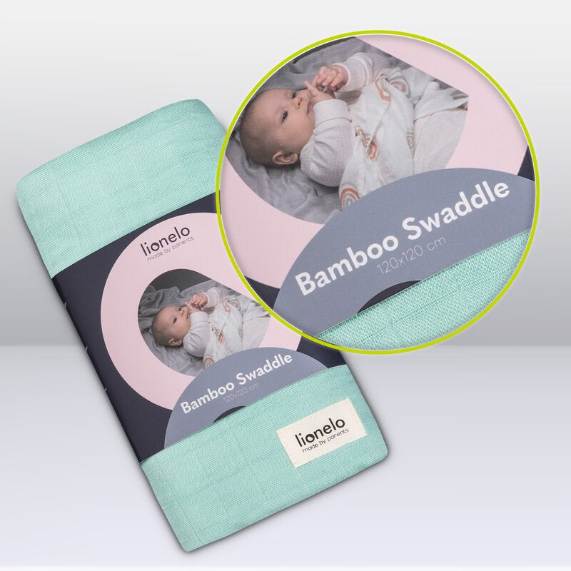 Muselina, Lionelo, Multifunctionala, Din bambus, Ideala pentru infasat, Cu proprietati antibacteriene, antifungice si antialergice, Lavabila la masina de spalat, 120x120 cm, Verde