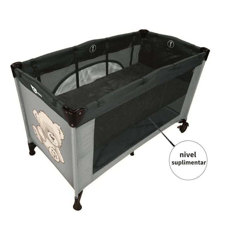 Nivel suplimentar, Petite&Mars, Pentru patut pliant 120x60 cm, Sustine pana la 8 kg, Prindere universala, Gri