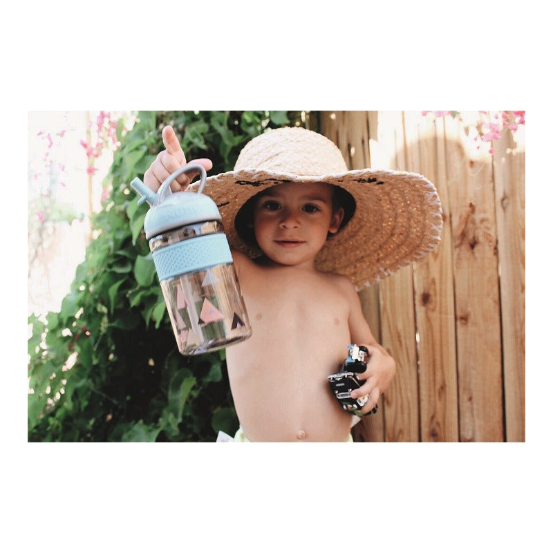 Cana, Nuby, 2 in 1, Cu pai incorporat, Din materialul ecologic tritan, Rezistenta, 360 ml, 3+ ani, Albastru