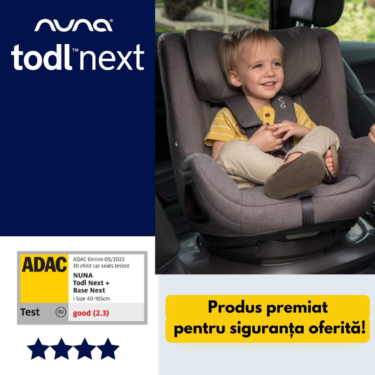 Set Scaun Auto Rotativ Nuna TODL Next i-Size + Bază ISOFIX (40-105 cm)