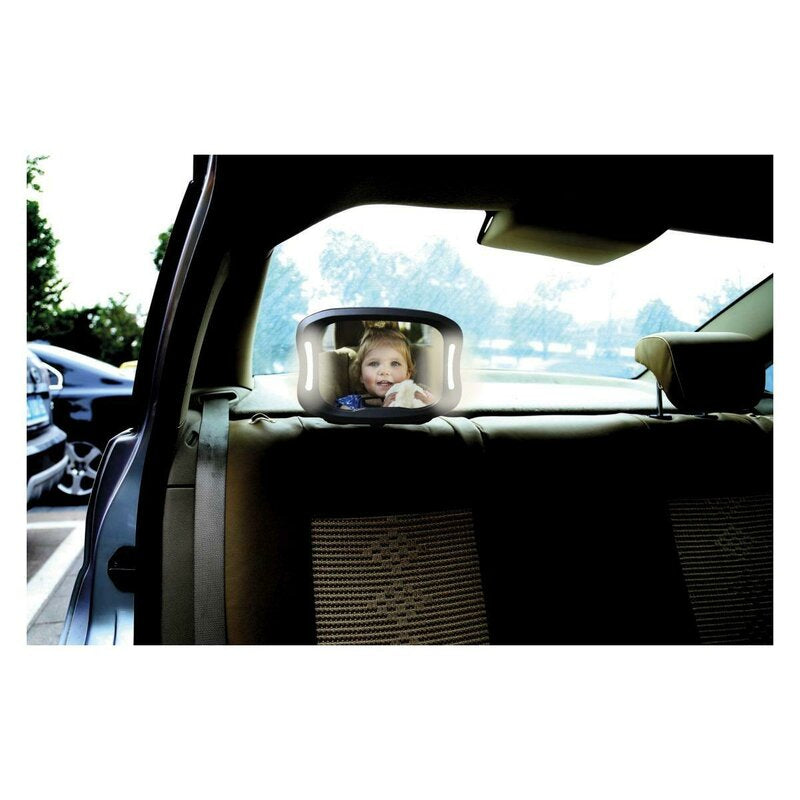 Oglinda auto, FreeON, Pentru masina, Cu iluminare LED, Include telecomanda pentru pornire si oprire usoara, 28x21 cm, Black