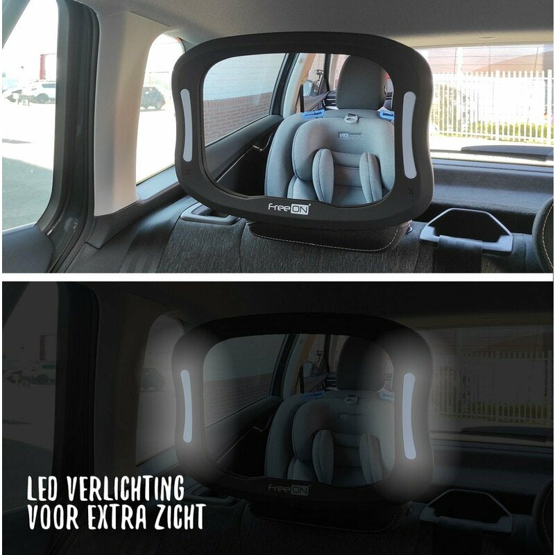Oglindă auto FreeON cu iluminare LED, negru – fotografia 4 a produsului