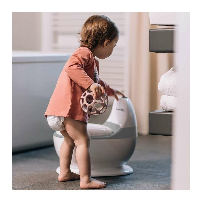 Olita educativa, FreeON, Trainer, Minitoaleta, Cu spatiu pentru hartie/servetele, Cu sunet realist de tras apa, Pana la 25 kg, 3 ani+, White/Grey