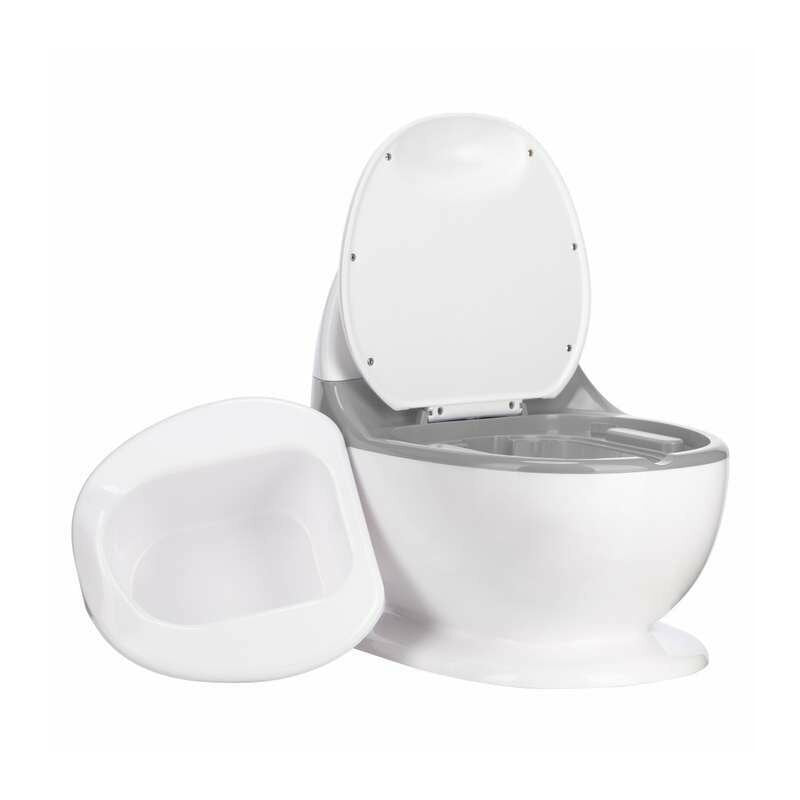 Olita educativa, FreeON, Trainer, Minitoaleta, Cu spatiu pentru hartie/servetele, Cu sunet realist de tras apa, Pana la 25 kg, 3 ani+, White/Grey