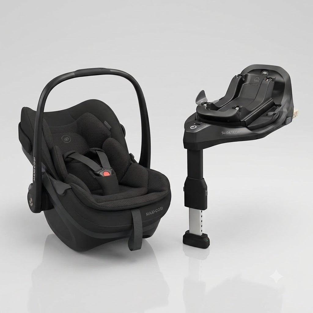 Pachet 4 in 1 Maxi-Cosi - scoica Pebble Slide Pro Onyx Black cu baza FamilyFix Slide Pro
