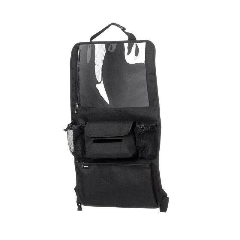 Organizator auto, Jane, Cu suport pentru tableta, Cu multiple buzunare, 2 x 38 x 64 cm, Black