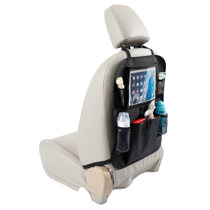 Organizator auto, Petite&Mars, Cu suport pentru tableta, Cu multiple buzunare, Black