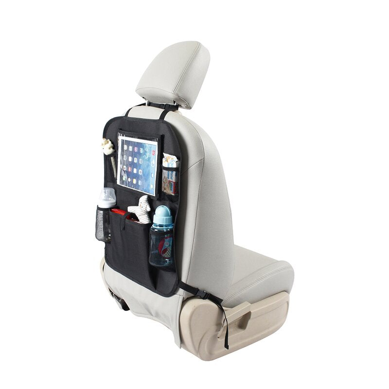 Organizator auto, Petite&Mars, Cu suport pentru tableta, Cu multiple buzunare, Black