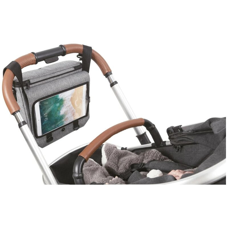 Organizator auto si pentru carucior, FreeON, 3 in 1, Transformabil in gentuta mamici, Cu suport pentru tableta, iPad, Cu buzunare, Grey