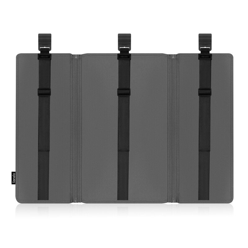 Organizator multifunctional, Lionelo, Sidepocket L, 58x11x58 cm, 3 parti independente cu multiple buzunare, Universal, Constructie ranforsata, Gri