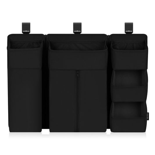 Organizator multifunctional, Lionelo, Sidepocket L, 58x11x58 cm, 3 parti independente cu multiple buzunare, Universal, Constructie ranforsata, Negru