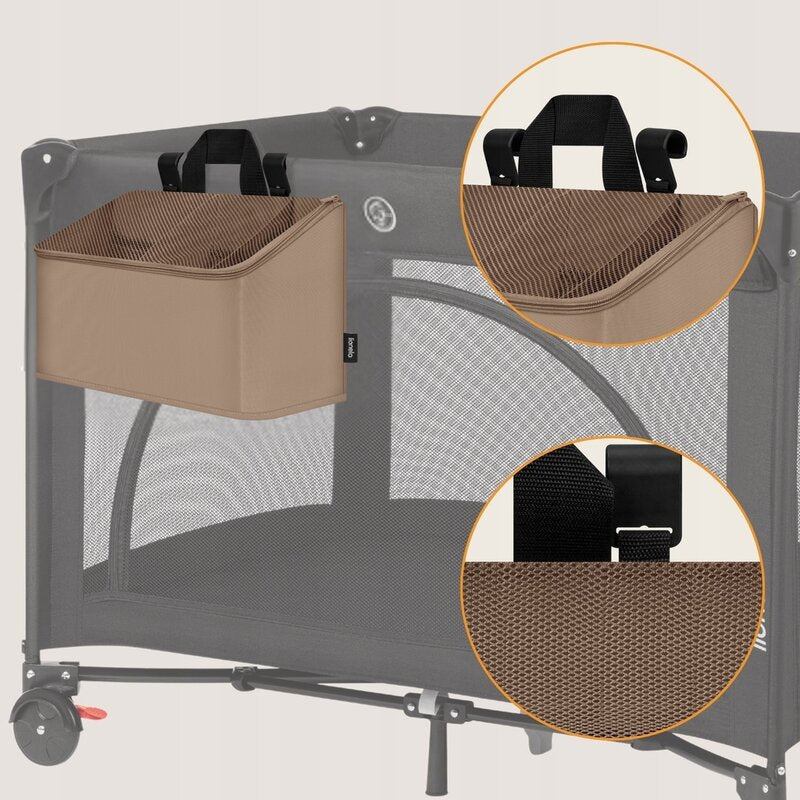 Organizator multifunctional, Lionelo, Sidepocket M, 43x15x23 cm, 3 compartimente, Universal, Constructie ranforsata, Bej