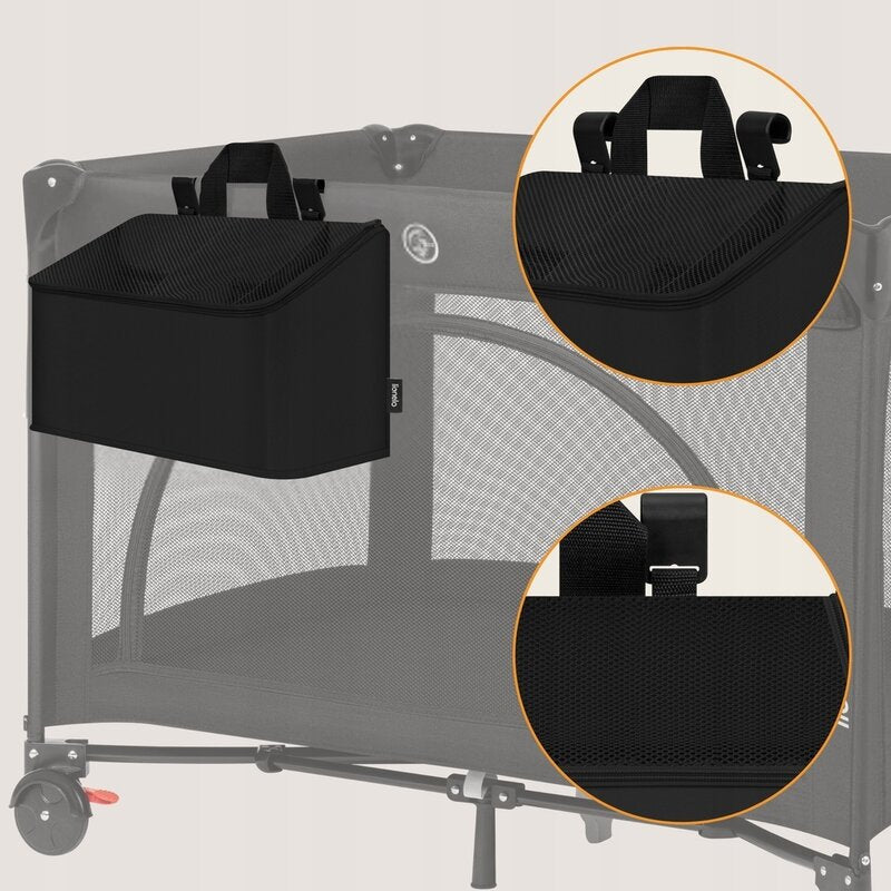 Organizator multifunctional, Lionelo, Sidepocket M, 43x15x23 cm, 3 compartimente, Universal, Constructie ranforsata, Negru