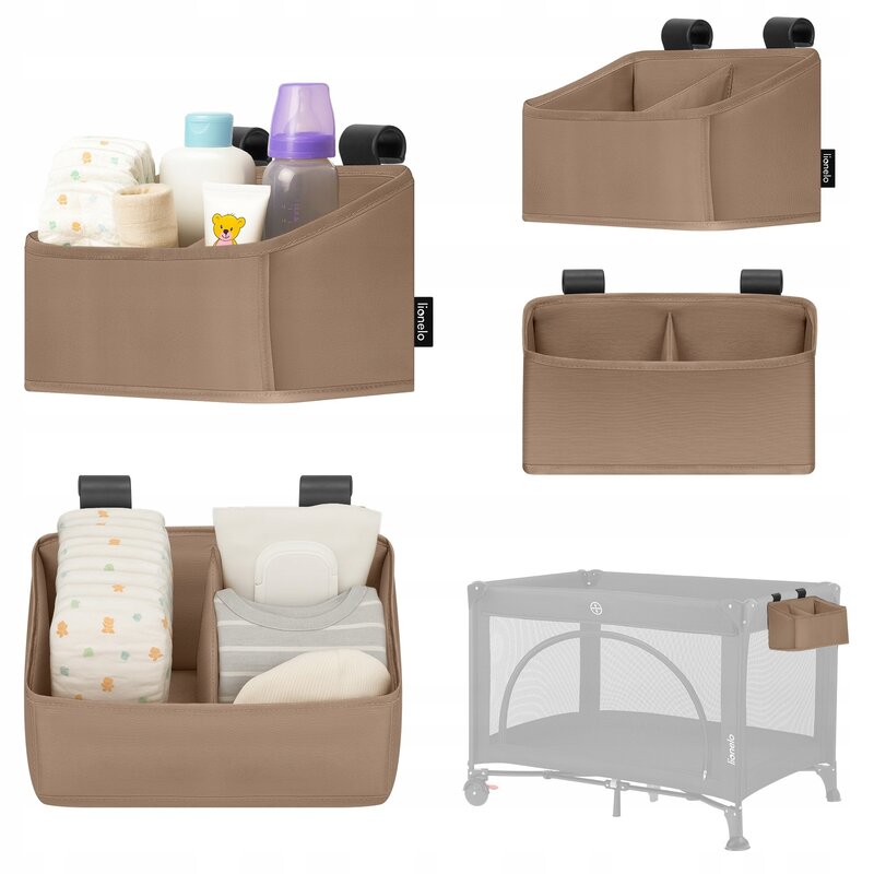 Organizator multifunctional, Lionelo, Sidepocket S, 26x12x15 cm, 2 compartimente, Universal, Constructie ranforsata, Bej