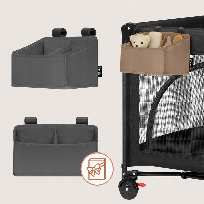 Organizator multifunctional, Lionelo, Sidepocket S, 26x12x15 cm, 2 compartimente, Universal, Constructie ranforsata, Gri