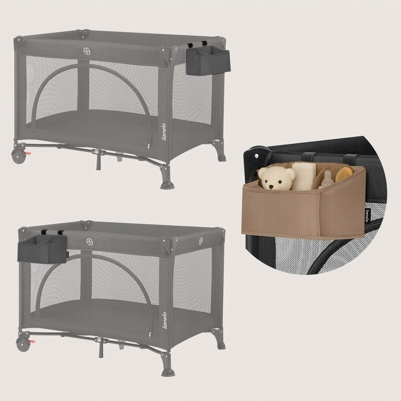 Organizator multifunctional, Lionelo, Sidepocket S, 26x12x15 cm, 2 compartimente, Universal, Constructie ranforsata, Gri