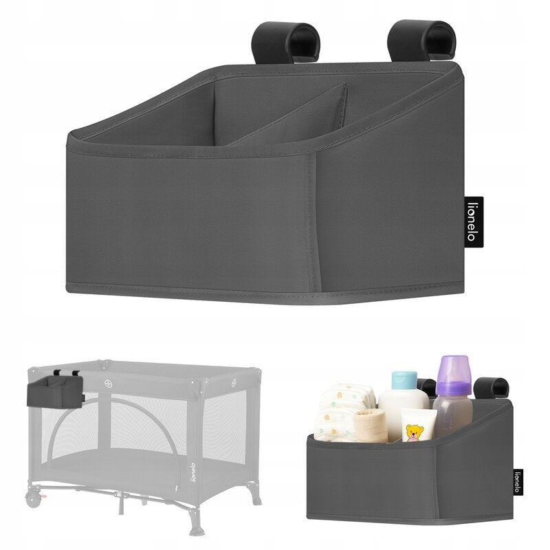 Organizator multifunctional, Lionelo, Sidepocket S, 26x12x15 cm, 2 compartimente, Universal, Constructie ranforsata, Gri