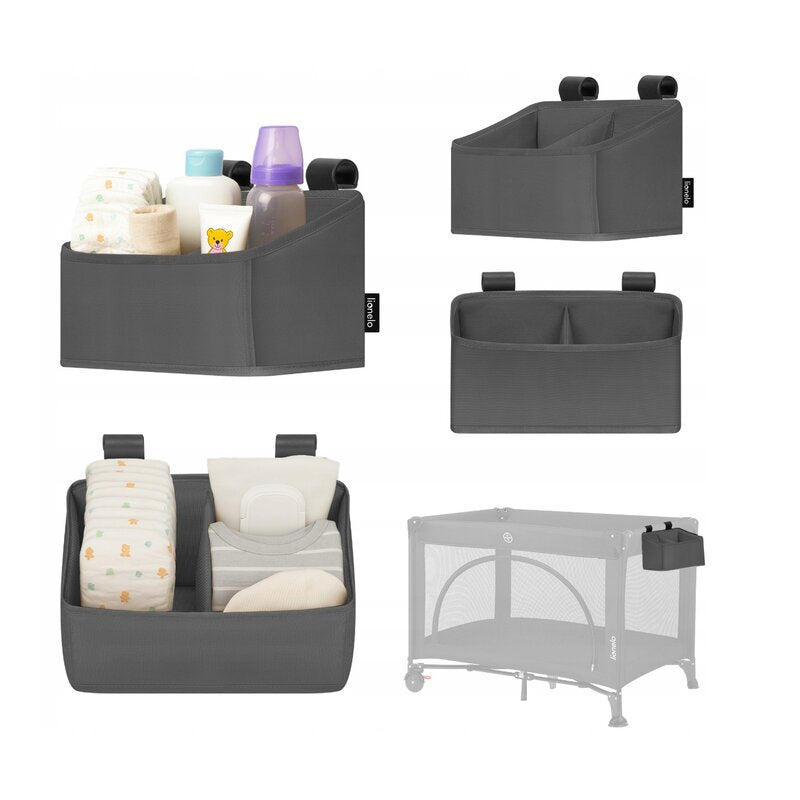 Organizator multifunctional, Lionelo, Sidepocket S, 26x12x15 cm, 2 compartimente, Universal, Constructie ranforsata, Gri