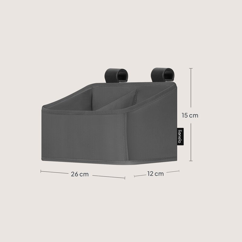 Organizator multifunctional, Lionelo, Sidepocket S, 26x12x15 cm, 2 compartimente, Universal, Constructie ranforsata, Gri