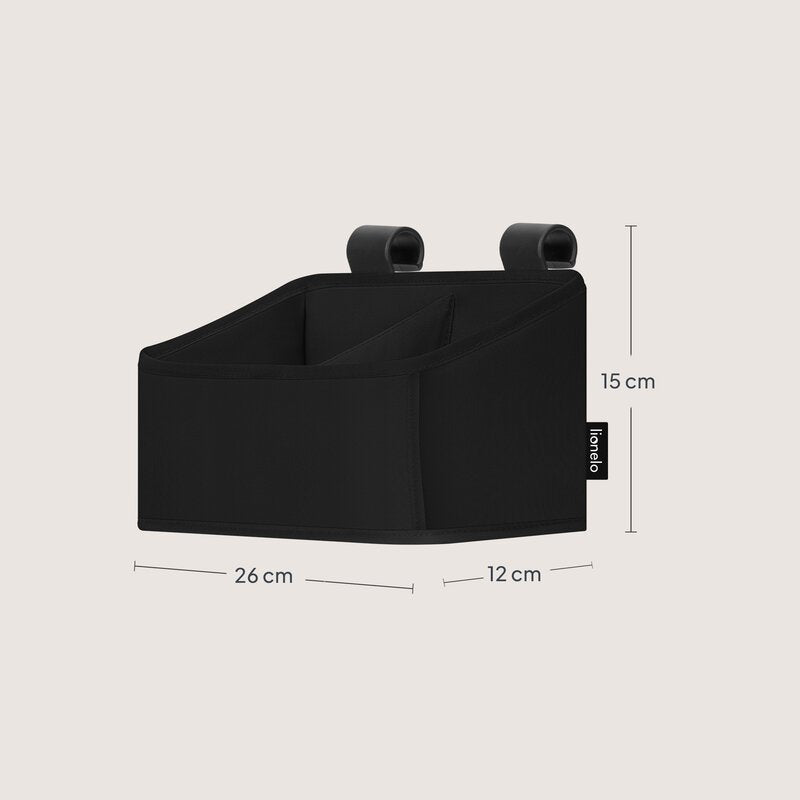 Organizator multifunctional, Lionelo, Sidepocket S, 26x12x15 cm, 2 compartimente, Universal, Constructie ranforsata, Negru